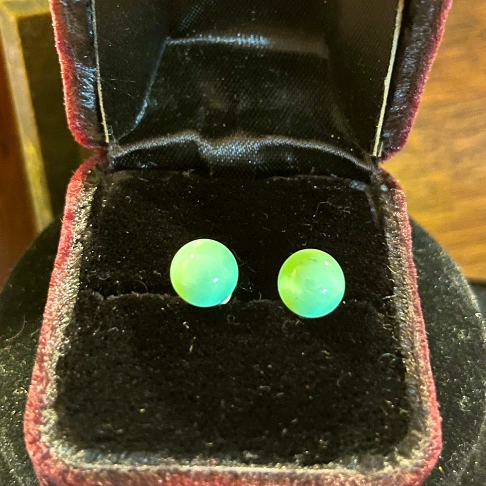 Mint Green Sphere Stud Earrings